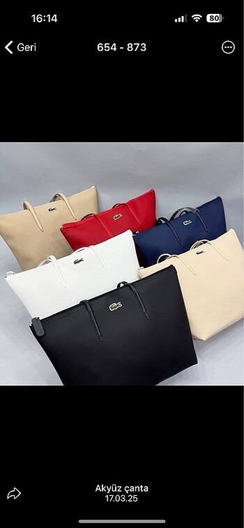 Lacoste muadili çanta