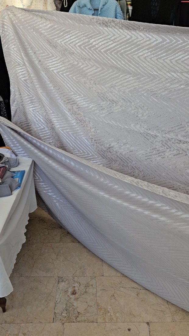 GÜMÜŞ GRİ PAMUKLU ŞÖNİL PİKE - Görsel 3