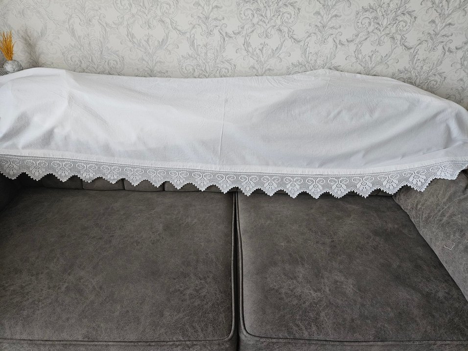 El Yapımı Beyaz Dantel Çarşaf - Görsel 2