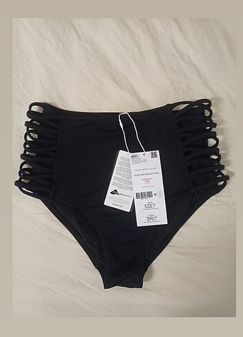 38 Beden Siyah Basic Yanları İp Detaylı Yüksek Bel Bikini Altı