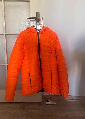 Turuncu Fermuarlı Kadın Street Wear Ceket