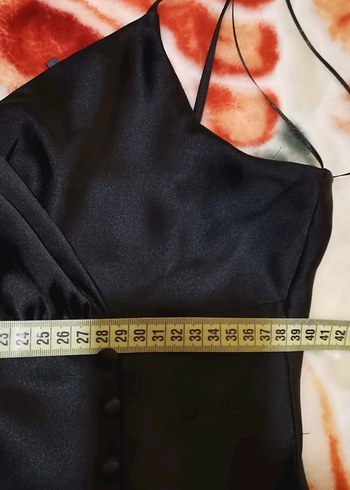 ZARA siyah saten uzun elbise. - Görsel 5