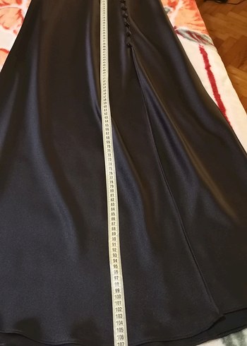 ZARA siyah saten uzun elbise. - Görsel 6