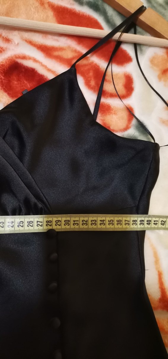 ZARA siyah saten uzun elbise. - Görsel 5