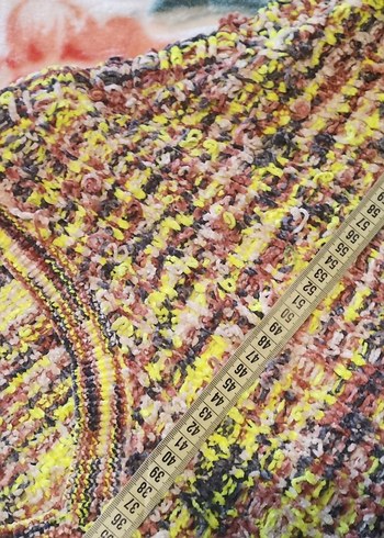 Renkli V Yakalı Bohem Crop Triko Kazak - Görsel 2