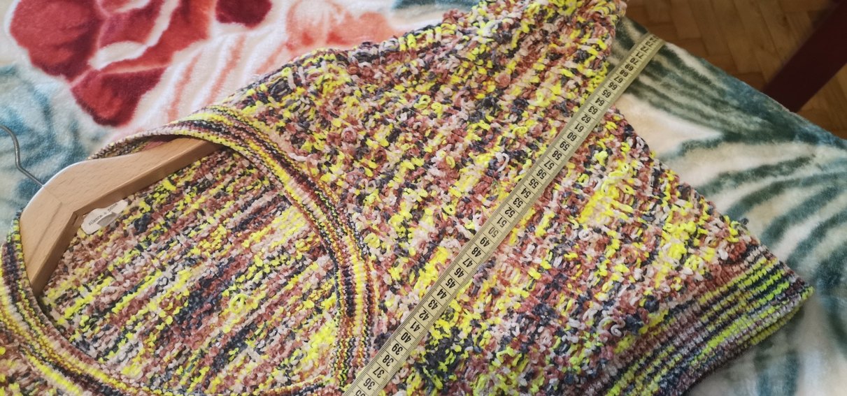 Renkli V Yakalı Bohem Crop Triko Kazak - Görsel 2