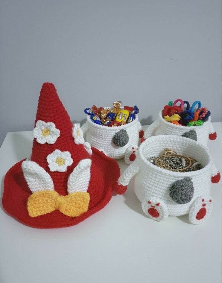 Çok Amaçlı El Emeği Tavşan Figürlü Organizer - Görsel 2