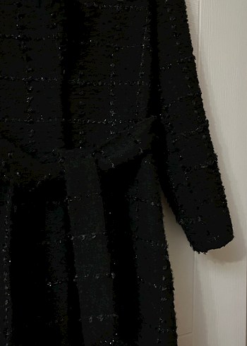 Kemerli Siyah Uzun Kadın Kaban - Görsel 4