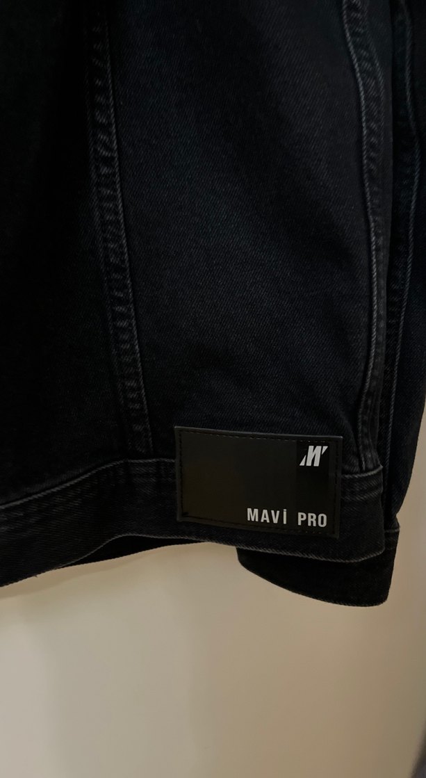 Düğmeli Siyah Denim Ceket - Görsel 5