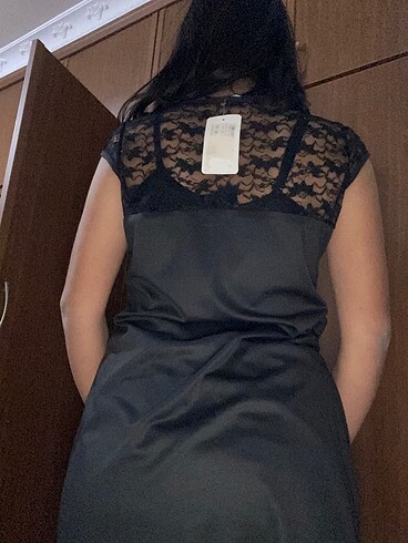 Diğer Göğsü Dantelli Mini Elbise