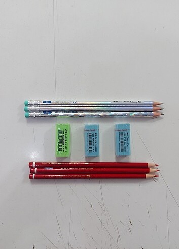 Faber Castell Silgili Kurşun Kalem, Kırmızı Kalem, Silgi