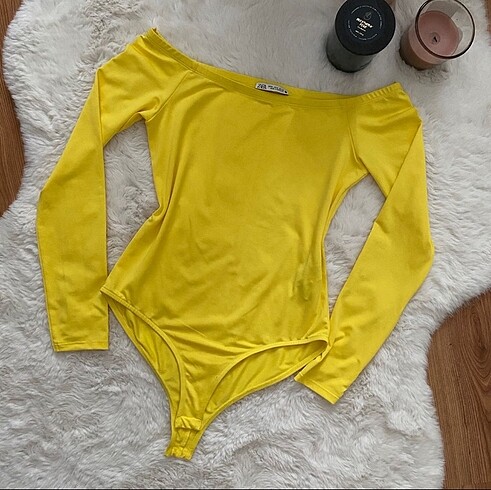 Zara Sarı Çıtçıtlı Body Bluz