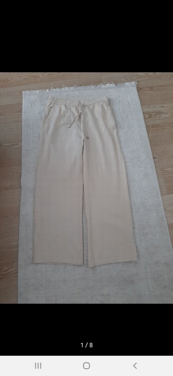 Zara geniş paça keten pantolon - Görsel 2