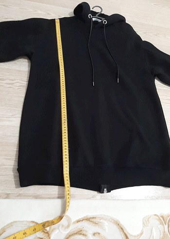 Kadın Siyah Kapüşonlu Sweatshirt uzun - Görsel 5