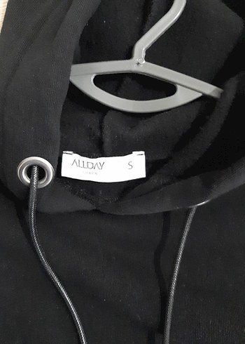 Kadın Siyah Kapüşonlu Sweatshirt uzun - Görsel 7