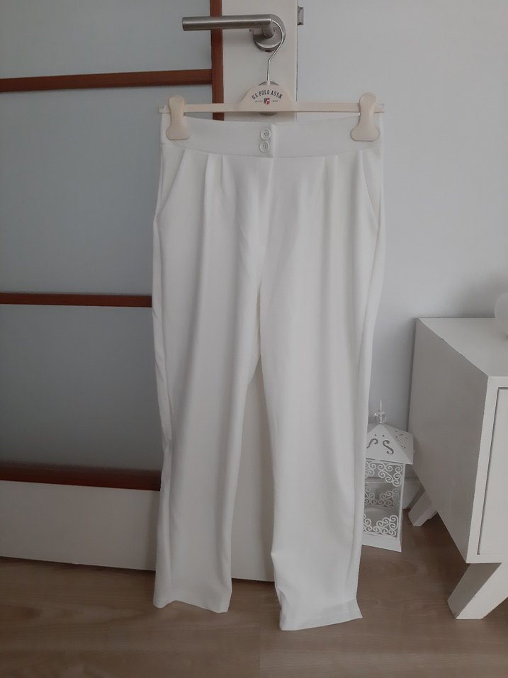 MOM KUMAŞ PANTOLON BEYAZ - Görsel 5