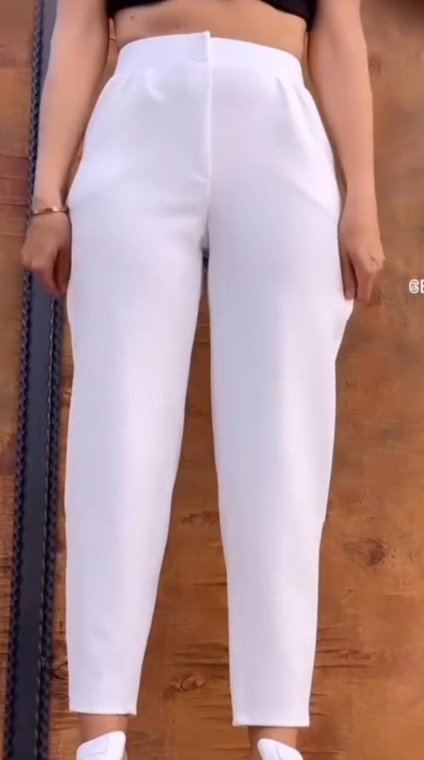 MOM KUMAŞ PANTOLON BEYAZ - Görsel 3