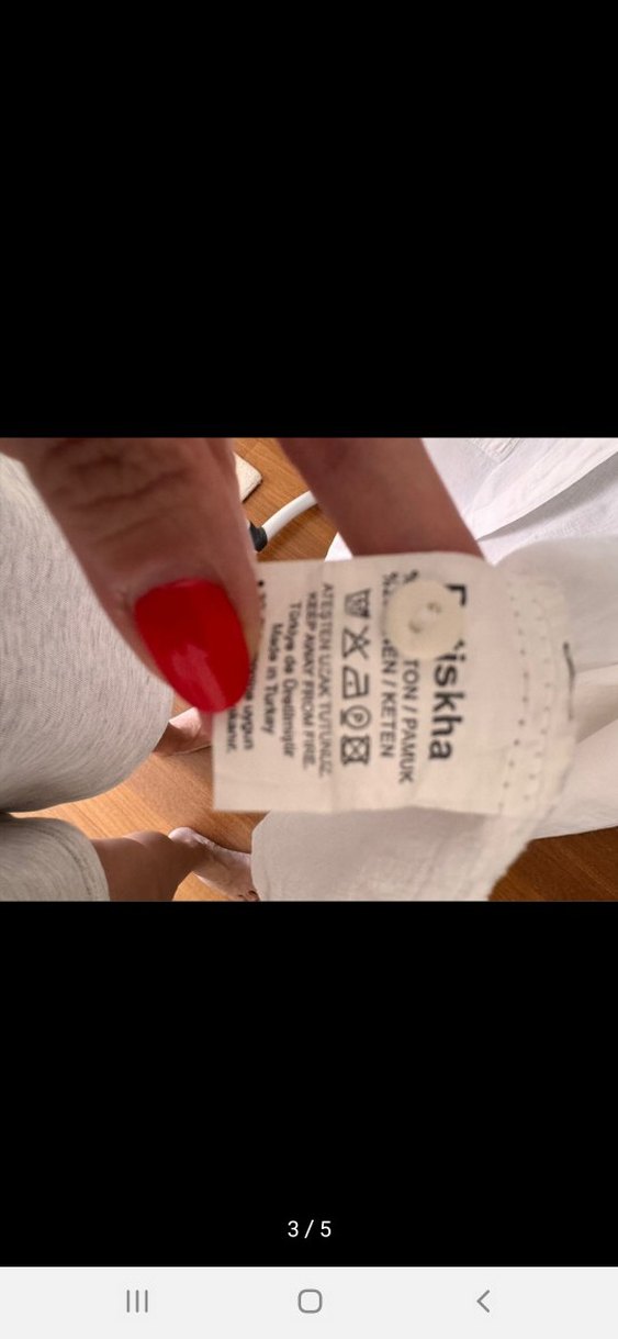 Beyaz pamuk Keten karışımlı Düğmeli Uzun Kollu Gömlek - Görsel 5