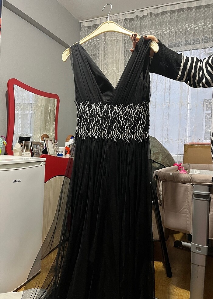 siyah taşlı abiye - Görsel 5