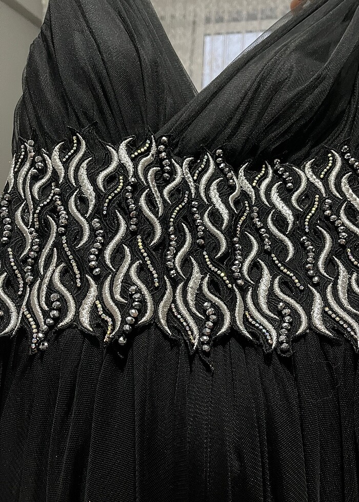 siyah taşlı abiye - Görsel 2