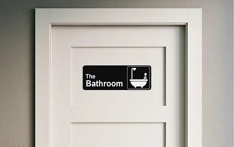 The batarım yazılı kapı tabelası banyo tabelası kapı dekoru