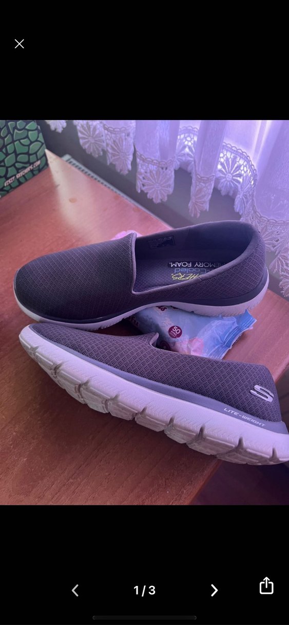 Kadın Gri Mor Dolgu Topuklu skechers Spor Ayakkabı - Görsel 2