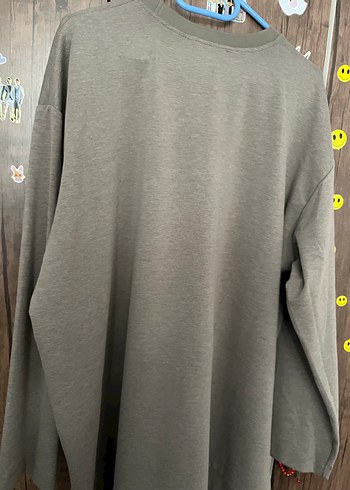 Gri Kadın Düğmeli Uzun Kollu Sweatshirt tunik - Görsel 2