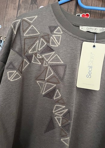 Gri Kadın Düğmeli Uzun Kollu Sweatshirt tunik - Görsel 4