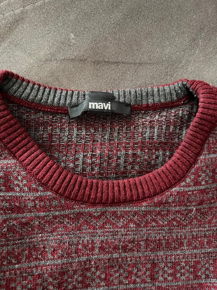 Bordo Erkek mavi marka Triko Bisiklet Yaka Kazak - Görsel 3