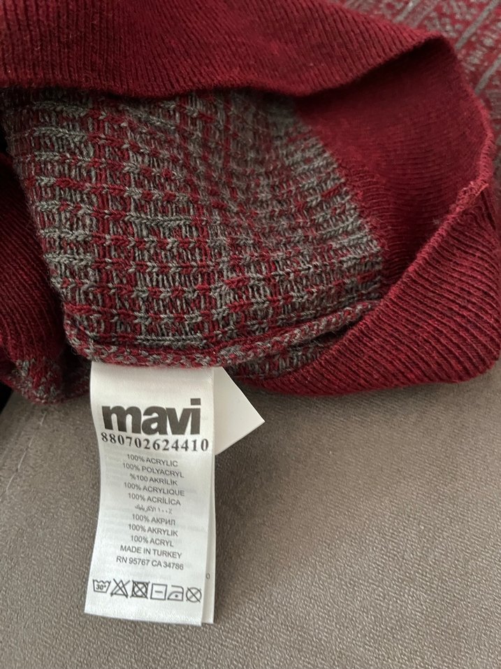 Bordo Erkek mavi marka Triko Bisiklet Yaka Kazak - Görsel 4