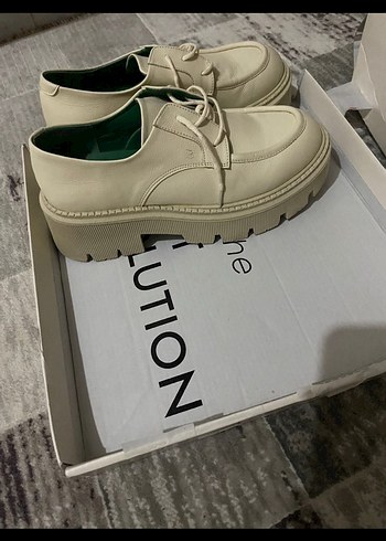 Beyaz Platform prev elma derisi Topuklu Kadın Loafer - Görsel 3