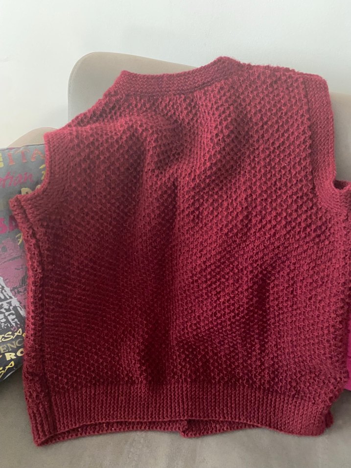 Bordo. El örgüsü kadın yeleği - Görsel 5