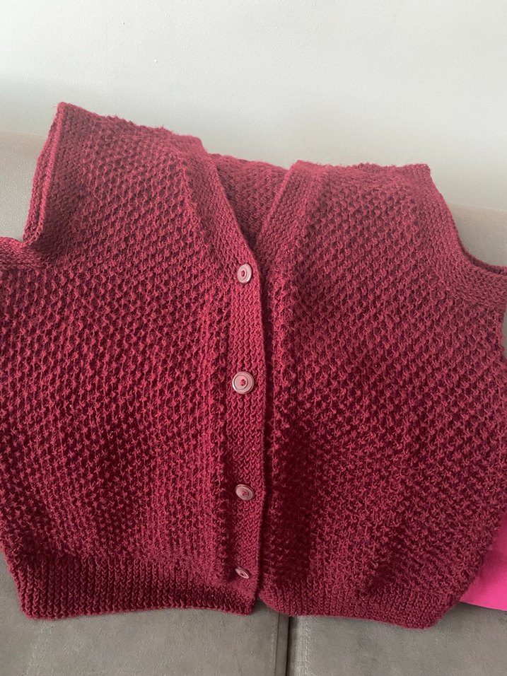 Bordo. El örgüsü kadın yeleği - Görsel 4