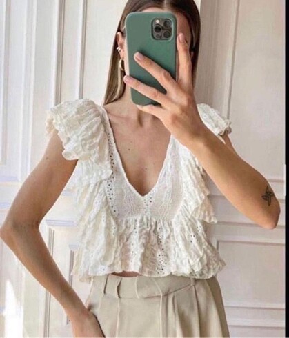 s Beden Zara orijinal fırfırlı bluz