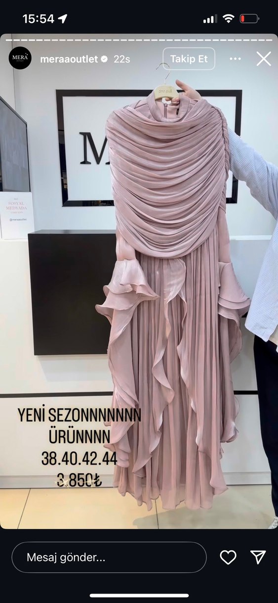 Pembe Uzun Kollu Drapeli Tesettür Abiye - Görsel 2