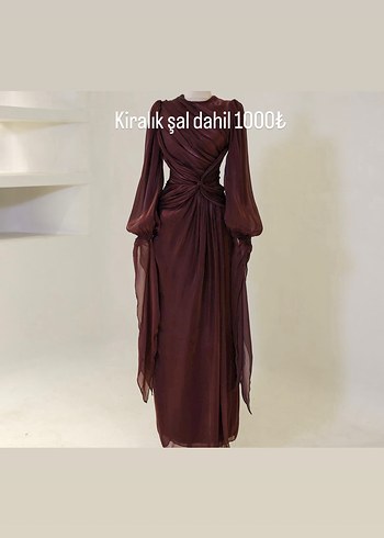 Abiye Acı kahve Uzun Abiye Elbise