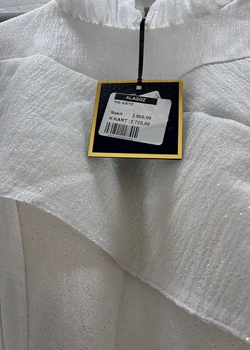 Beyaz Keten Uzun Elbise Yüksek Yakalı - Görsel 3