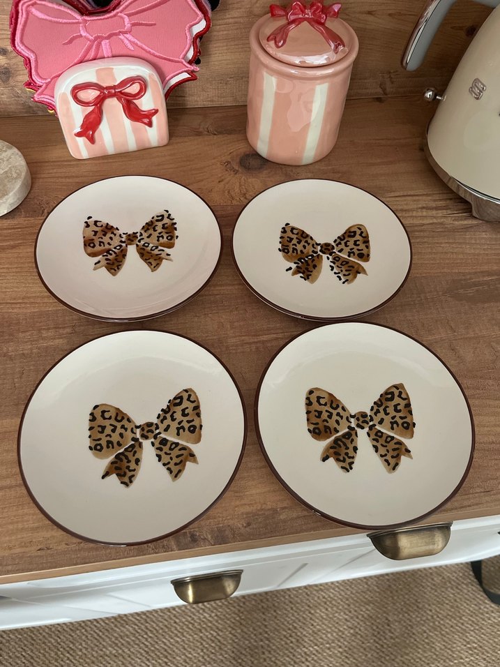 4lü takım Leopar Desenli Kahverengi Tabak Seti - Görsel 2