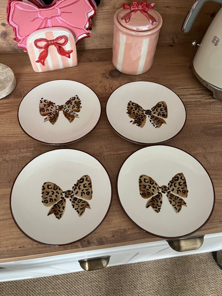 4lü takım Leopar Desenli Kahverengi Tabak Seti - Görsel 3