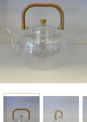 English Home Bej Cam Demlik Ahşap Saplı