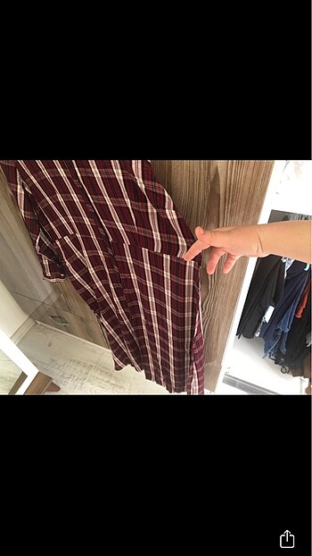 48 Beden bordo Renk Gömlek yaka bordo elbise
