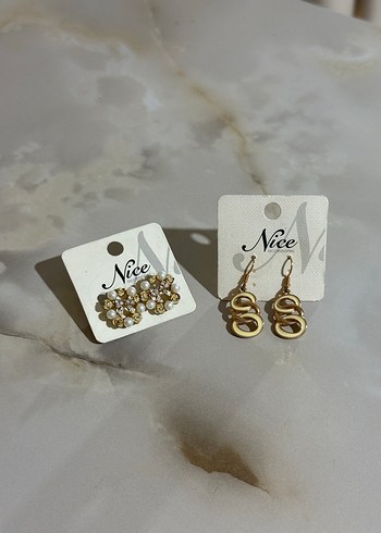 Accessorize Altın Renkli Mini Boncuklu Yılan Desenli Küpeler