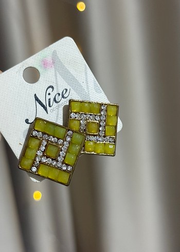 Sarı Mini Payetli Bohem Küpe
