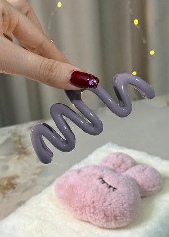 Pastel Mor Dalgalı Plastik Toka - Görsel 4