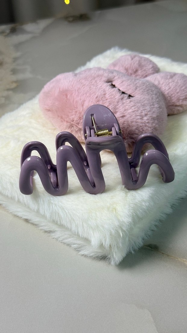 Pastel Mor Dalgalı Plastik Toka - Görsel 2