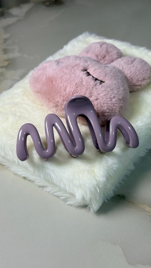 Pastel Mor Dalgalı Plastik Toka - Görsel 3