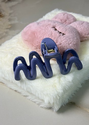 Parlak Mavi Dalgalı Saç Tokası - Görsel 2