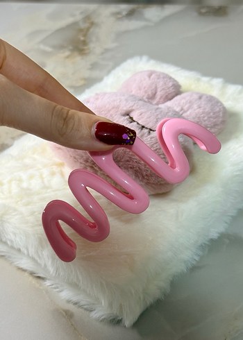 Pembe Peluş Saç Tokası - Görsel 3