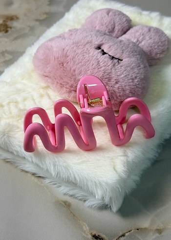 Pembe Peluş Saç Tokası - Görsel 2