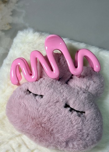 Pembe Peluş Saç Tokası - Görsel 4
